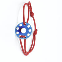 Bracelet en  titane bleu et cordon rouge ∣ Bijoux Titane France