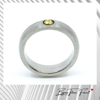 Anneau en titane brossé et Hématite fait en France pour homme ∣ Bijoux Titane France®