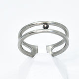 Bague en titane orné d’un diamant noir ∣ Bijoux Titane France®