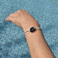 Bracelet en titane noir et cordon blanc pour femme ∣ Bijoux Titane France®