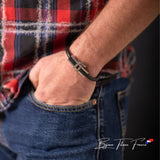 Bracelet en cuir noir pour homme ∣ Bijoux Titane France®