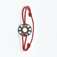 Bracelet disque titane et cordon rouge ∣ Bijoux Titane France