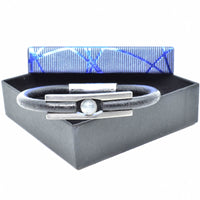 Bracelet titane et perle grise  pour Homme ∣ Bijoux Titane France®