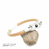 ▷ Bracelet cintré titane en cuir pour homme avec perles d'Agate du Botswana  – Bijoux Titane France