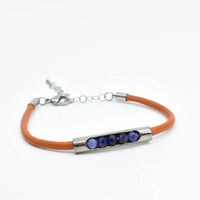 Bracelet en cuir orange et titane pour femme ∣ Bijoux Titane France®