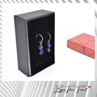 Boucle d'oreille en titane et perle bleu ∣ Bijoux Titane France®