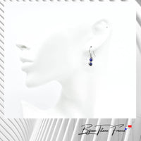 Boucle d'oreille  et piercing en titane et perle bleu ∣ Bijoux Titane France®