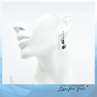 Boucles d'oreilles pendantes ornées d'Œil de Tigre ∣ Bijoux Titane France®