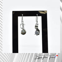 Boucles d'oreilles infini ornées de Labradorite pour femme ∣ Bijoux Titane France® 