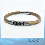 Bracelet en titane métal biocompatible et perles en pierres naturelles l’Hématite de forme ronde pour homme ∣ Bijoux Titane France®