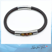 Bracelet charms pour homme en titane métal biocompatible et perles en pierres naturelles de Cornaline ∣ Bijoux Titane France®