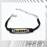 Bracelet titane oeil de tigre  et cordon noir ∣ Bijoux Titane France®