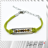 Bracelet titane oeil de tigre  et cordon olive ∣ Bijoux Titane France®