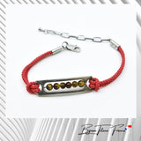 Bracelet titane oeil de tigre  et cordon rouge ∣ Bijoux Titane France®