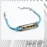 Bracelet titane oeil de tigre  et cordon turquoise ∣ Bijoux Titane France®