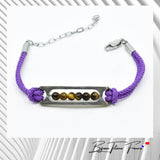 Bracelet titane oeil de tigre  et cordon violet ∣ Bijoux Titane France®