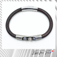 Bracelet armille en titane métal biocompatible et perles en pierres naturelles pour homme ∣ Bijoux Titane France®