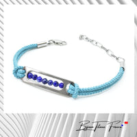 Bijou armille bracelet  personnalisable et perles de Lapis pour femme ∣ Bijoux Titane France®