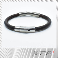 Bracelet en tube de titane métal biocompatible et perles en pierres naturelles d’Agate du Botswana pour homme ∣ Bijoux Titane France®