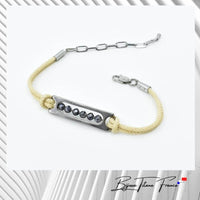 Bracelet titane fait en France et cordon couleur beige pour femme  ∣ Bijoux Titane France®