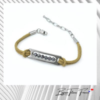 Bracelet titane fait en France et cordon couleur camel pour femme  ∣ Bijoux Titane France®