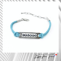 Bracelet titane fait en France et cordon couleur turquoise pour femme  ∣ Bijoux Titane France®