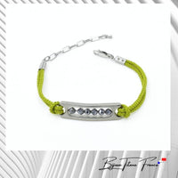 Bracelet titane et cordon vert  ∣ Bijoux Titane France®