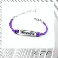 Bracelet artisanal en titane et cordon violet  ∣ Bijoux Titane France®