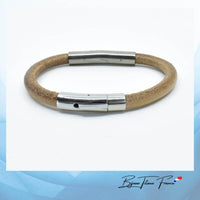 Bracelet titane pour Homme en cuir naturel avec fermoir acier ∣ Bijoux Titane France®