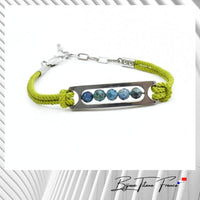 Bracelet feminin en titane et cordon olive ∣ Bijoux Titane France®