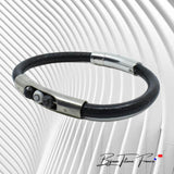 bracelet en cuir noir et titane pour homme  ∣ Bijoux Titane France®