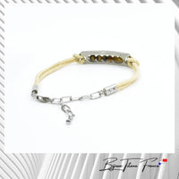Bracelet titane et perle oeil de tigre ∣ Bijoux Titane France®