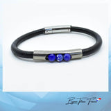 Bracelet en titane de forme ronde made in France pour homme et perles de Lapis ∣ Bijoux Titane France®