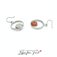 Boucle d'oreille piercing anti allergique en titane et Cornaline ∣ Bijoux Titane France®