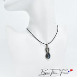 Pendentif a la forme de l'infini et labradorite  ∣ Bijoux Titane France®