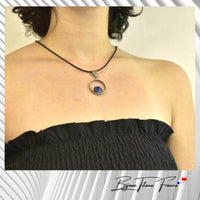 Pendentif titane serti d'une pierre fine bleu  ∣ Bijoux Titane France®