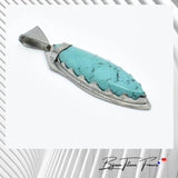Collier Pendentif serti d’une Turquoise pierre fine naturelle taillé en forme ovale pour femme ∣ Bijoux Titane France®